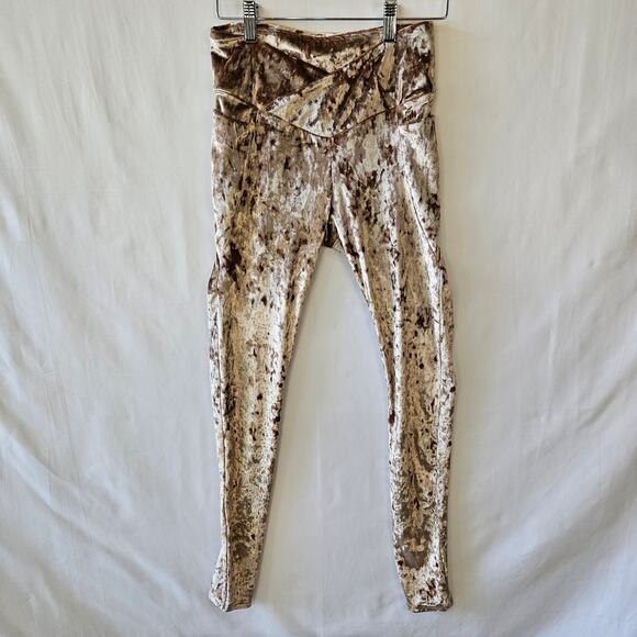 Fabletics High Waist Crushed Velour Teddy (Champagne) Crossover Leggings Small - Picture 1 of 8